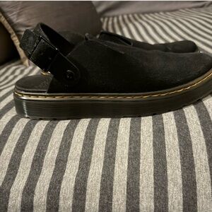 Near perfect condition dr martens black suede clog/ mules.